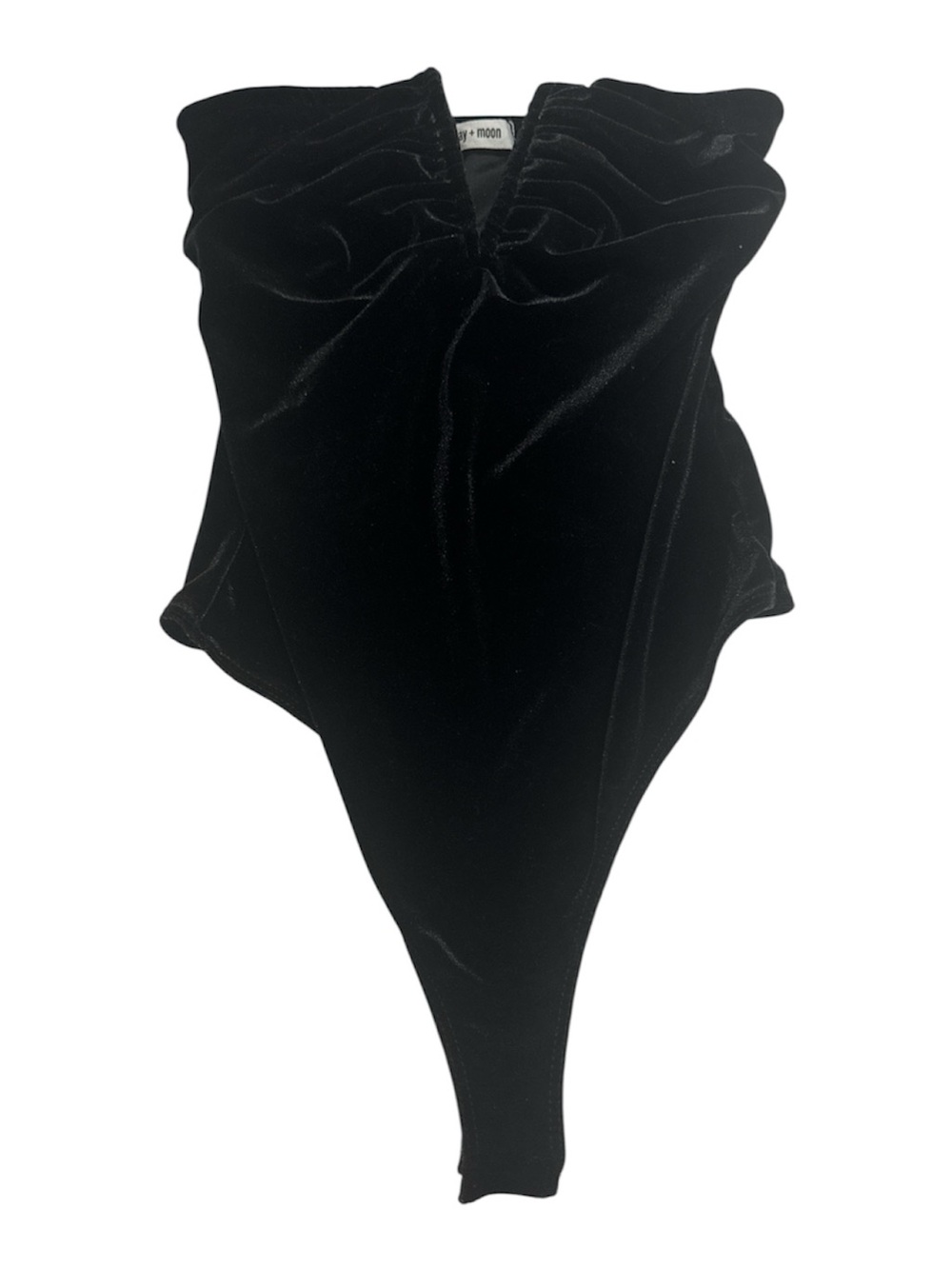 Sun n Moon Black Velvet Strapless Bodysuit Chemise